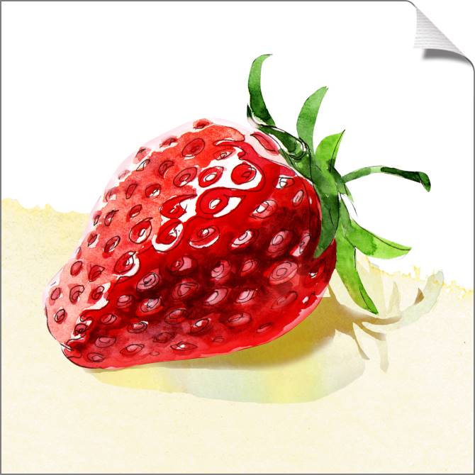 Купить и печать на заказ Картины на холсте Клубника акварель