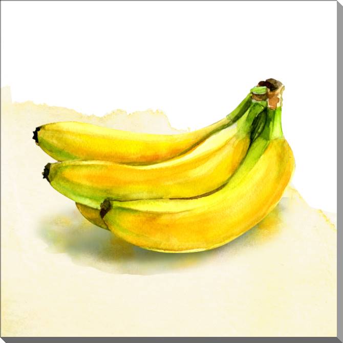 Купить и печать на заказ Картины Бананы акварель