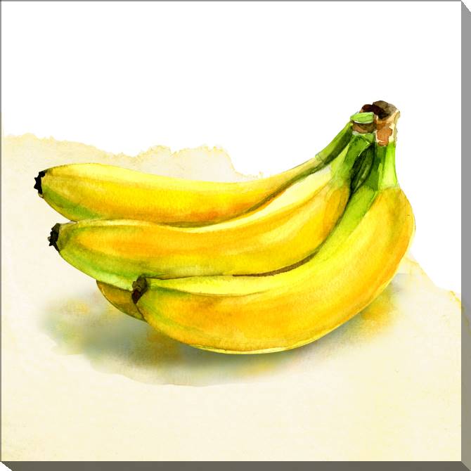 Купить и печать на заказ Картины на холсте Бананы акварель