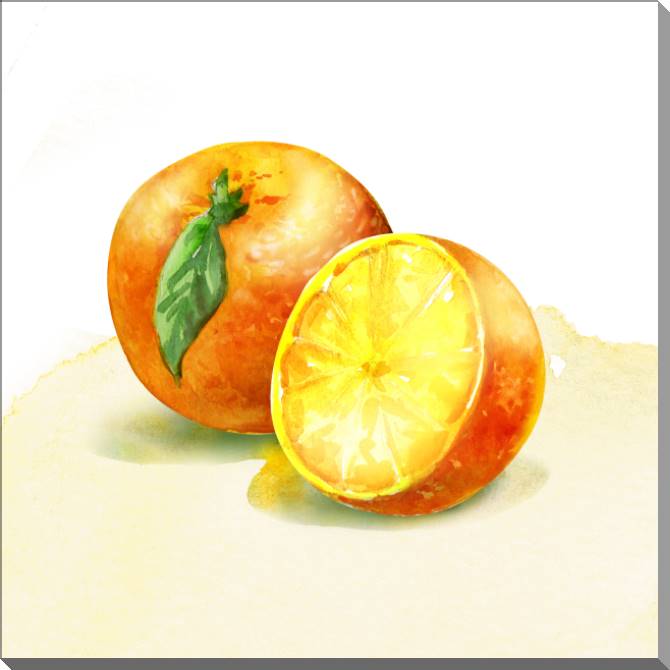 Купить и печать на заказ Картины Апельсины акварель