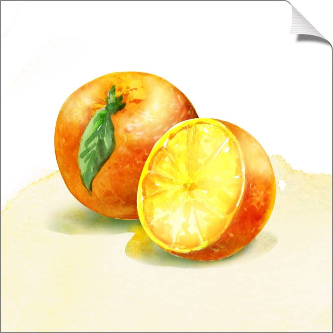 Купить и печать на заказ Картины на холсте Апельсины акварель