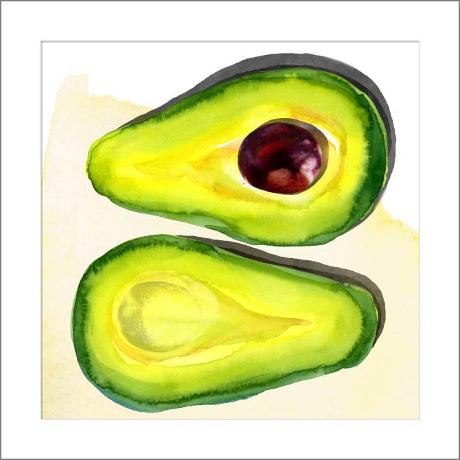 Картины, фото с паспарту Series fruit акварель_6