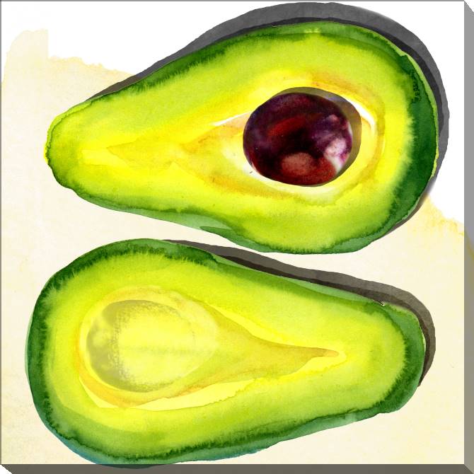 Купить и печать на заказ Картины на холсте Авокадо акварель