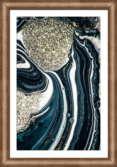 Картины в рамке, багете Gold glitter on marble