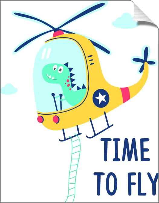 Купить и печать на заказ Картины на холсте Динозаврик в вертолёте