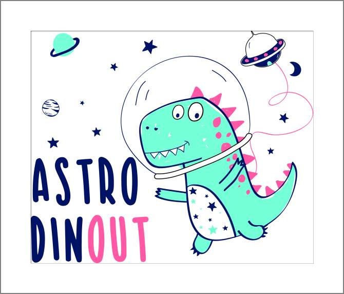 Купить и печать на заказ Картины, фото с паспарту Динозавр-космонавт