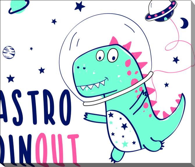 Купить и печать на заказ Картины на холсте Динозавр-космонавт