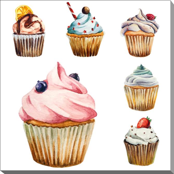 Купить и печать на заказ Картины на холсте Ассорти капкейков