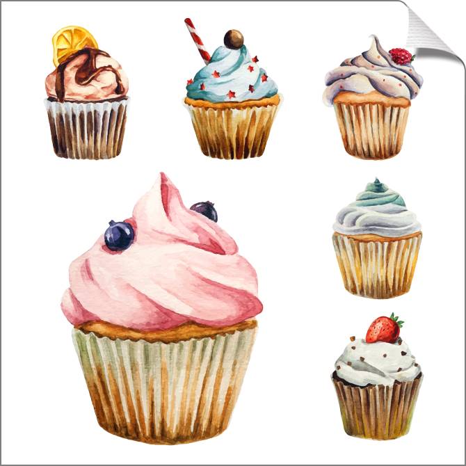 Купить и печать на заказ Картины на холсте Ассорти капкейков