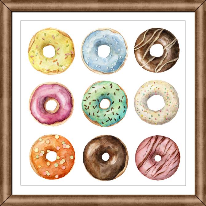 Картины в рамке, багете A series of watercolor сладости_4