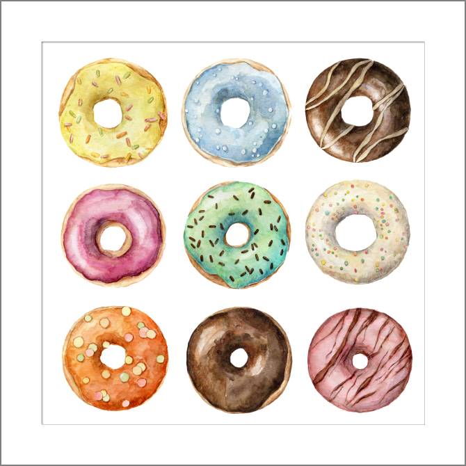 Картины, фото с паспарту A series of watercolor сладости_4