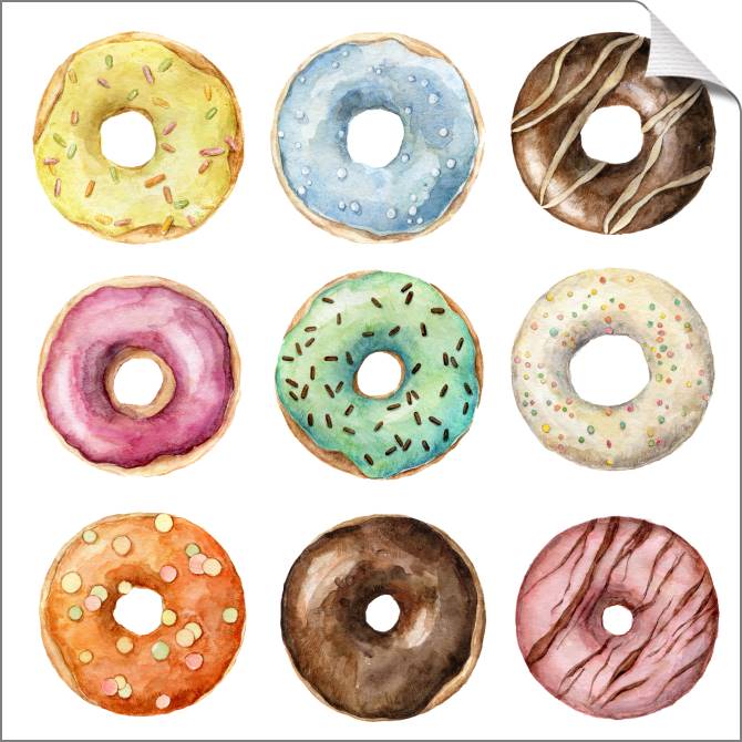 Купить и печать на заказ Картины на холсте Разноцветные глазированные пончики