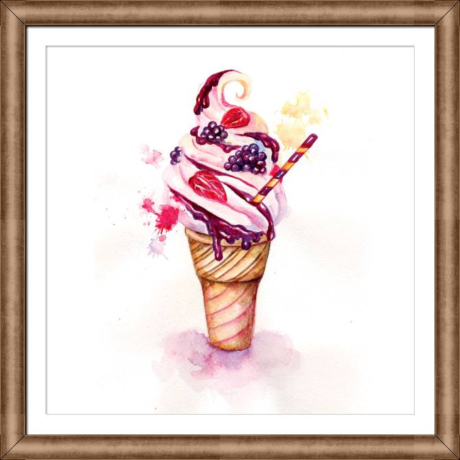 Картины в рамке, багете A series of watercolor сладости_5