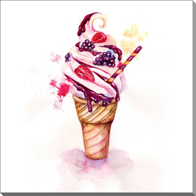 Картины на пластике, пеноркартоне A series of watercolor сладости_5