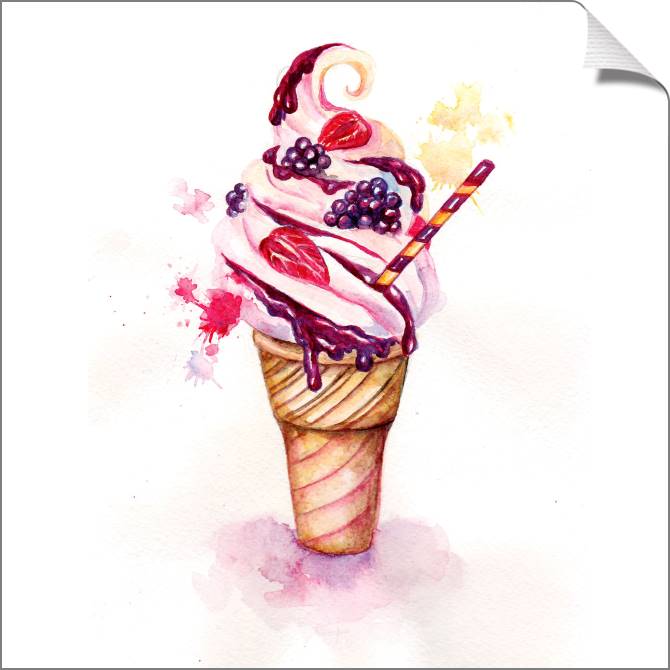 Купить и печать на заказ Картины на холсте Мороженное с ягодами и джемом