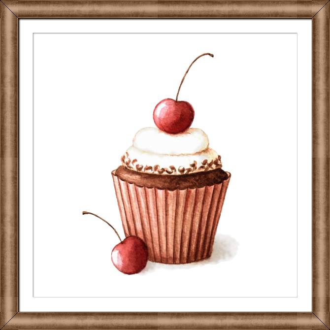 Картины в рамке, багете A series of watercolor сладости_7