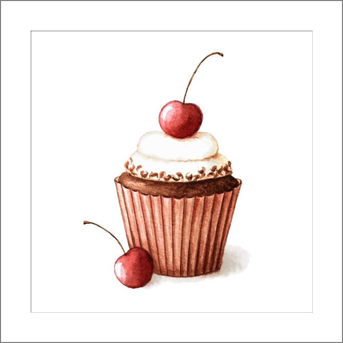 Картины, фото с паспарту A series of watercolor сладости_7