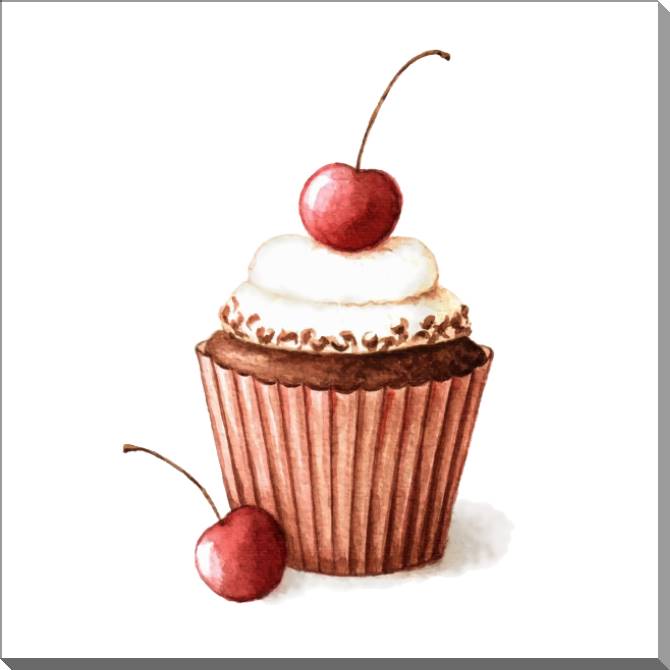 Картины на пластике, пеноркартоне A series of watercolor сладости_7