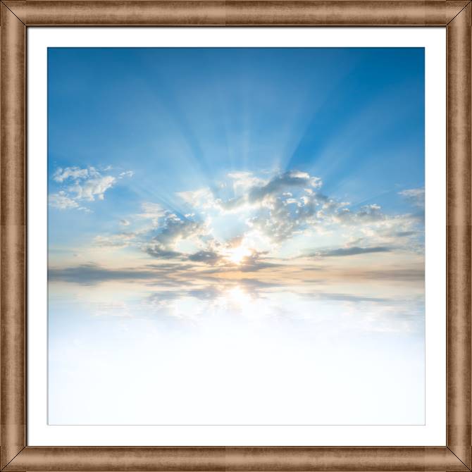 Картины в рамке, багете Sun rays and clouds