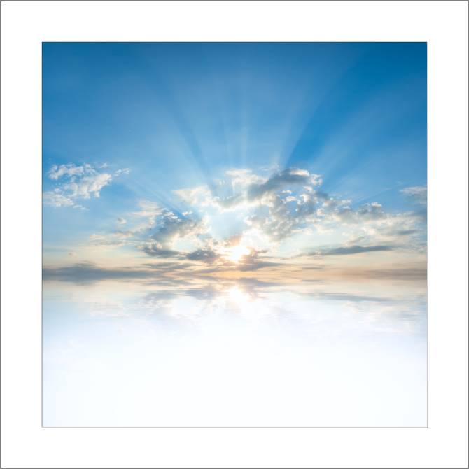 Купить и печать на заказ Картины, фото с паспарту Солнечные лучи и облака