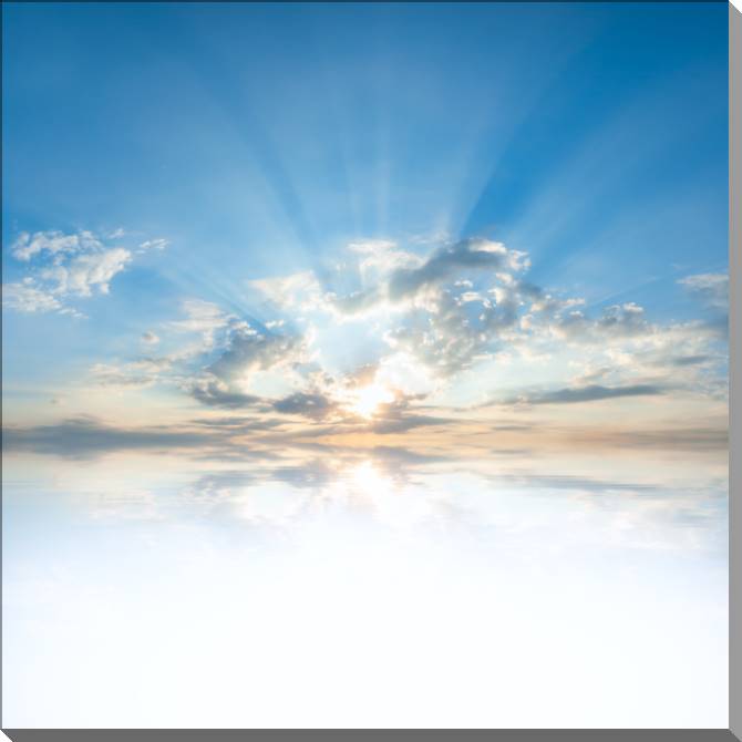 Картины на пластике, пеноркартоне Sun rays and clouds