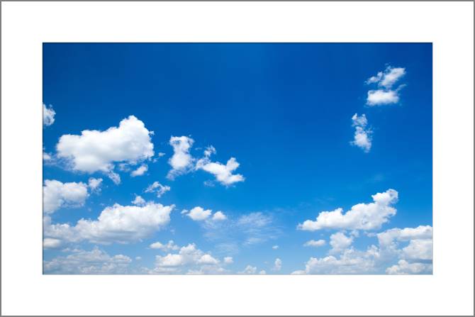 Купить и печать на заказ Картины, фото с паспарту Синее небо и облака