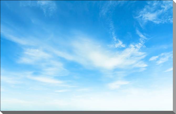 Paintings on plastic, foam cardboard Blue sky with clouds