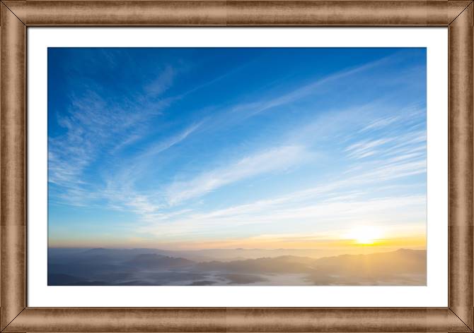 Картины в рамке, багете Sunset with sun rays