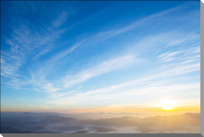 Картины на пластике, пеноркартоне Sunset with sun rays