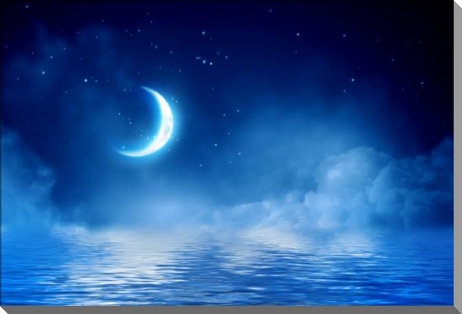 Картины на пластике, пеноркартоне The moon over the water