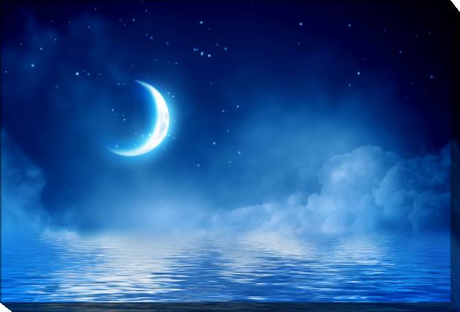 Купить и печать на заказ Картины на холсте Месяц над водой