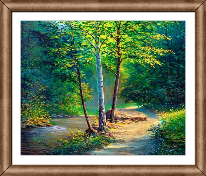 Картины в рамке, багете Vivid forest landscape