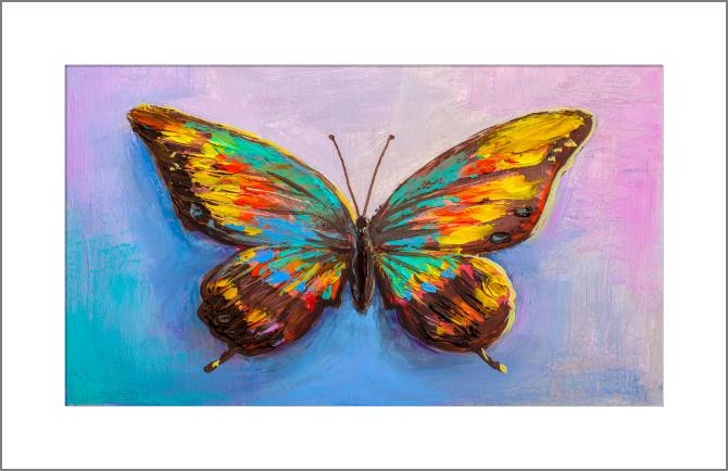 Купить и печать на заказ Картины, фото с паспарту Бабочка живопись маслом