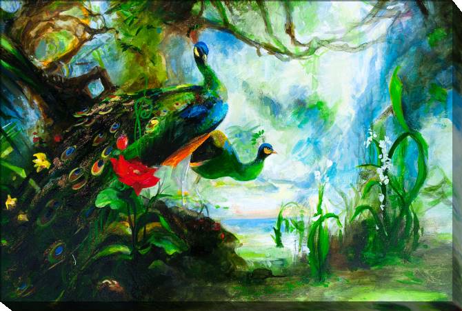 Paintings on canvas Art with peacocks