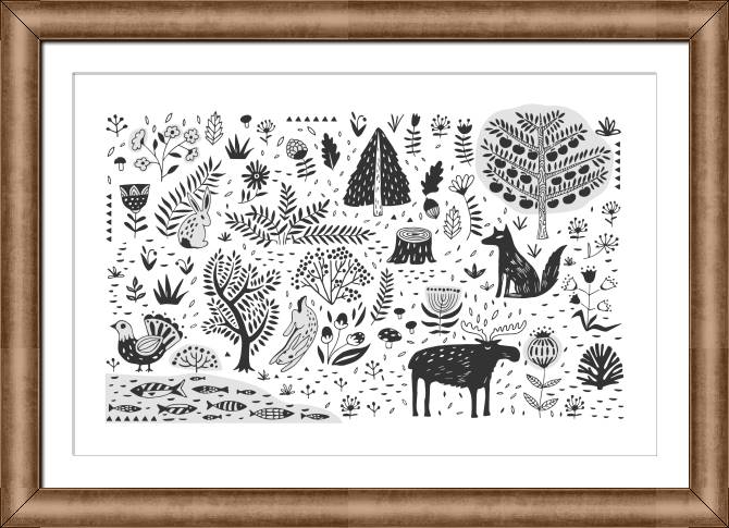 Картины в рамке, багете Forest life graphics