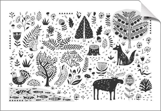 Купить и печать на заказ Картины на холсте Лесная жизнь графика