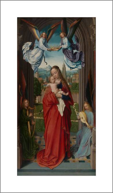 Купить и печать на заказ Картины, фото с паспарту Мадонна с младенцем и четырьмя ангелами