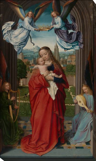 Paintings on canvas Madonna and child with four angels (Gerard David)