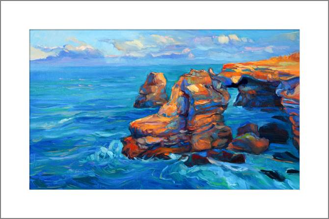 Купить и печать на заказ Картины, фото с паспарту Живописные морские скалы 