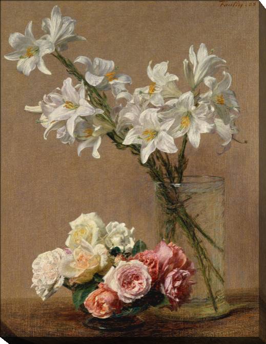 Paintings on canvas Roses and lilies (Henri Fantin-Latour)