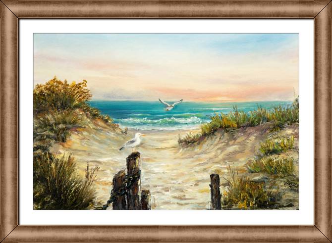 Картины в рамке, багете Landscape with seagulls