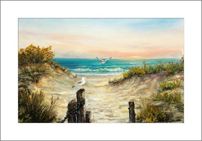 Купить и печать на заказ Картины, фото с паспарту Пейзаж с чайками