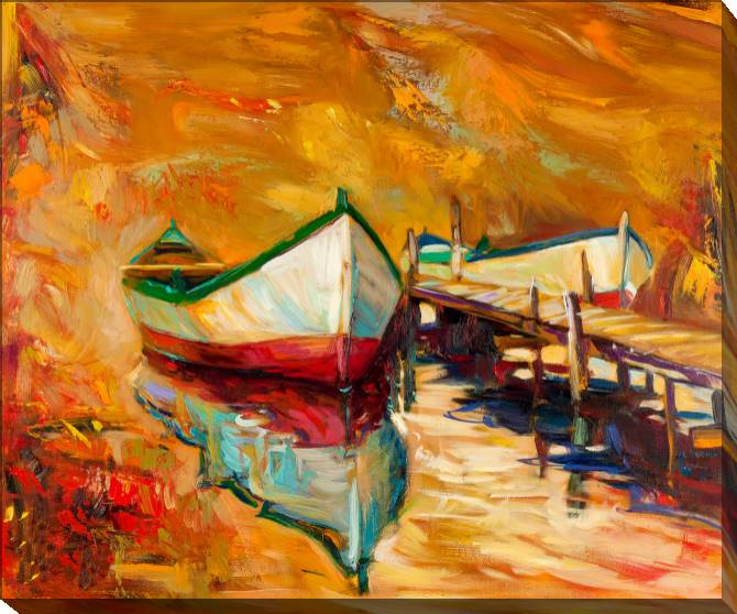 Картины на холсте Boats on orange background