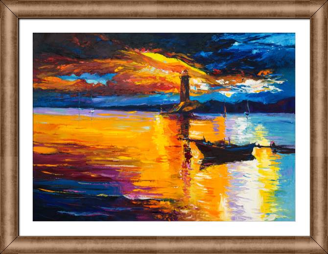 Картины в рамке, багете Colorful landscape with lighthouse