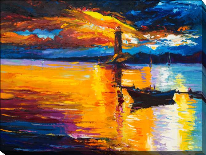 Картины на холсте Colorful landscape with lighthouse