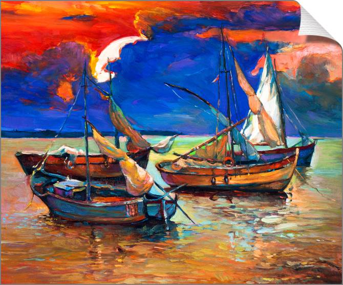Картины на холсте Boats on the shore at sunset