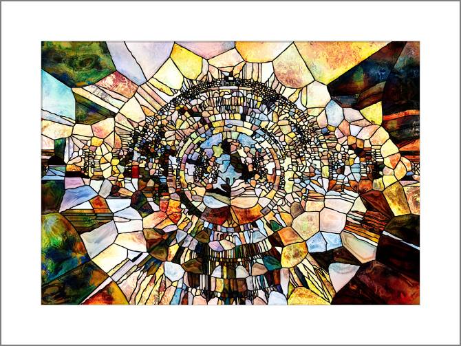 Купить и печать на заказ Картины, фото с паспарту Витражная абстракция