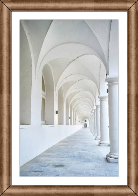 Картины в рамке, багете A white colonnade