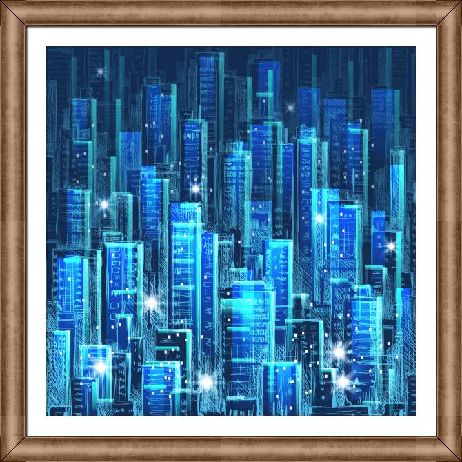 Картины в рамке, багете Urban landscape night