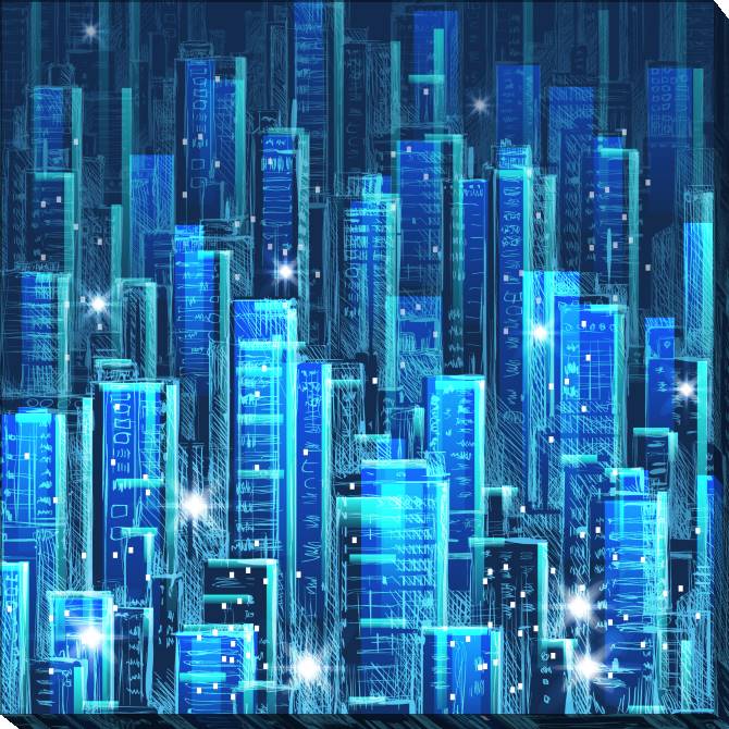 Картины на холсте Urban landscape night